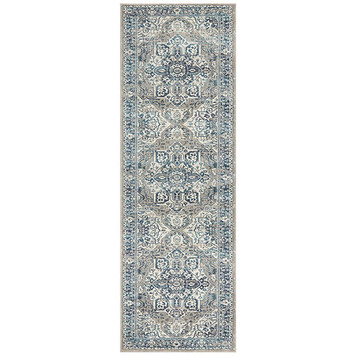 Bursa Blue Mist Floral Medallion Vintage Runner Rug, Rugs, Ozark Home 