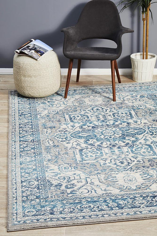 Bursa Blue Mist Floral Medallion Vintage Rug, Rugs, Ozark Home 