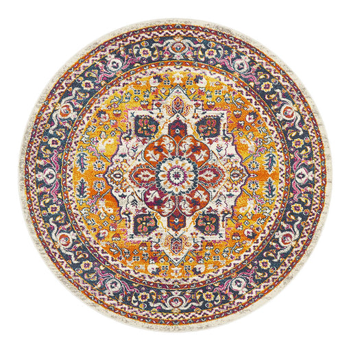 Bursa Multicoloured Round Floral Pattern Medallion Vintage Rug, Rugs, Ozark Home 