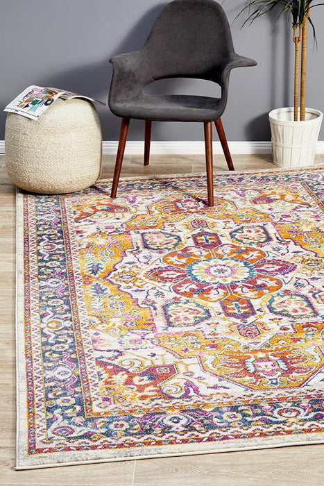 Bursa Multicoloured Floral Pattern Medallion Vintage Rug, Rugs, Ozark Home 