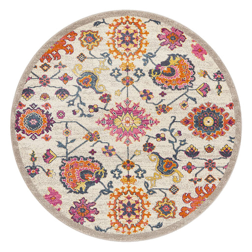 Bursa Multicoloured Round Floral Garden Medallion Vintage Rug, Rugs, Ozark Home 