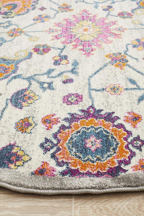 Bursa Multicoloured Round Floral Garden Medallion Vintage Rug, Rugs, Ozark Home 