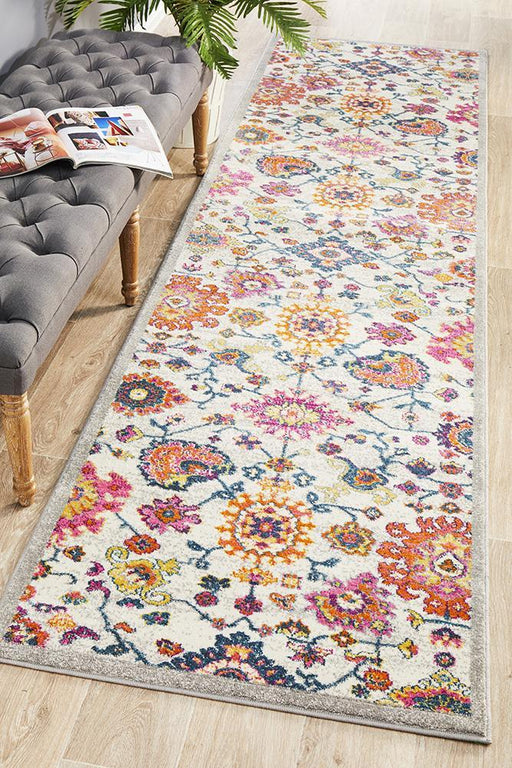 Bursa Multicoloured Floral Garden Medallion Vintage Runner Rug, Rugs, Ozark Home 