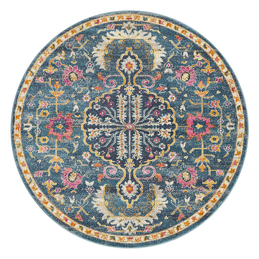 Bursa Navy Round Floral Garden Medallion Vintage Rug, Rugs, Ozark Home 