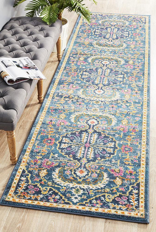 Bursa Navy Floral Garden Medallion Vintage Runner Rug, Rugs, Ozark Home 