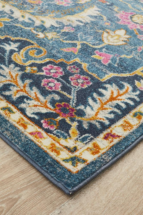 Bursa Navy Floral Garden Medallion Vintage Rug, Rugs, Ozark Home 
