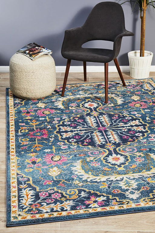 Bursa Navy Floral Garden Medallion Vintage Rug, Rugs, Ozark Home 