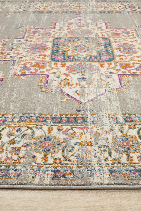 Bursa Faded Grey Floral Medallion Vintage Rug, Rugs, Ozark Home 