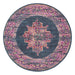 Bursa Navy & Pink Round Floral Medallion Vintage Rug, Rugs, Ozark Home 