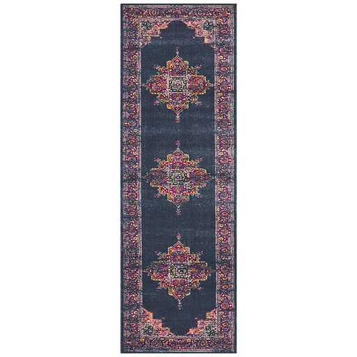 Bursa Navy & Pink Floral Medallion Vintage Runner Rug, Rugs, Ozark Home 