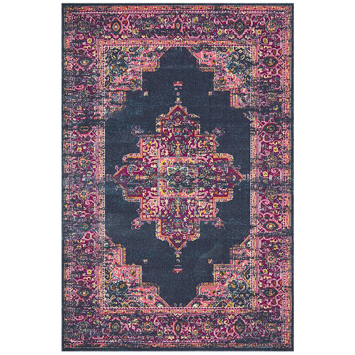 Bursa Navy & Pink Floral Medallion Vintage Rug, Rugs, Ozark Home 