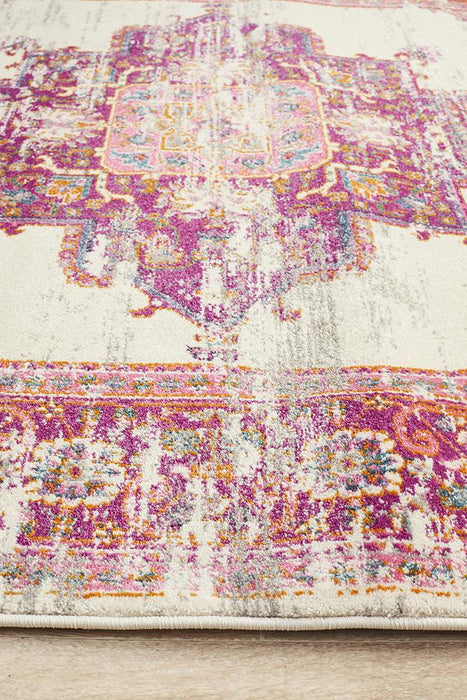 Bursa Pink & Cream Floral Medallion Vintage Rug, Rugs, Ozark Home 