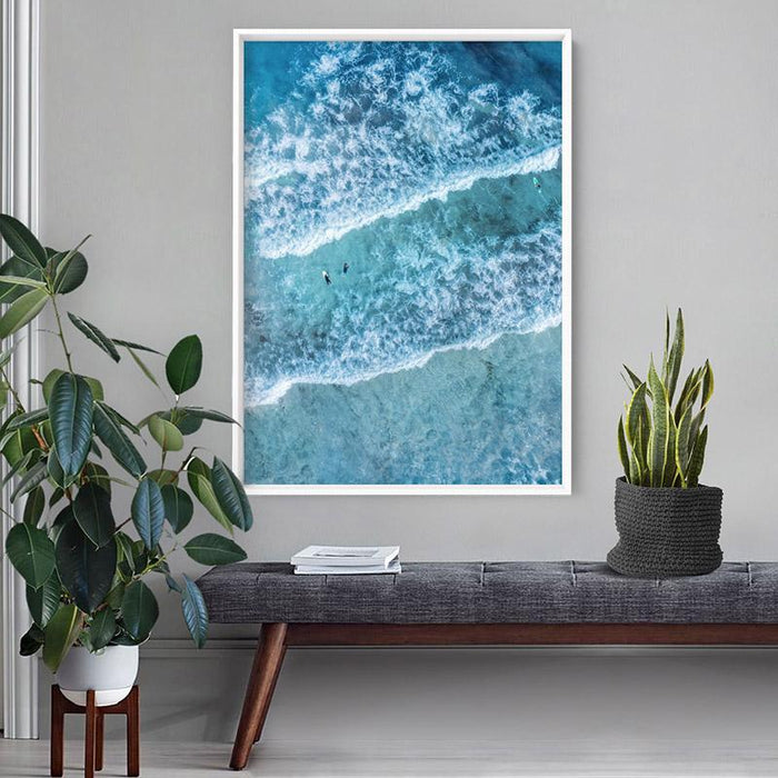 Aerial Ocean Waves & Tiny Surfers I - Art Print, Wall Art, Ozark Home 