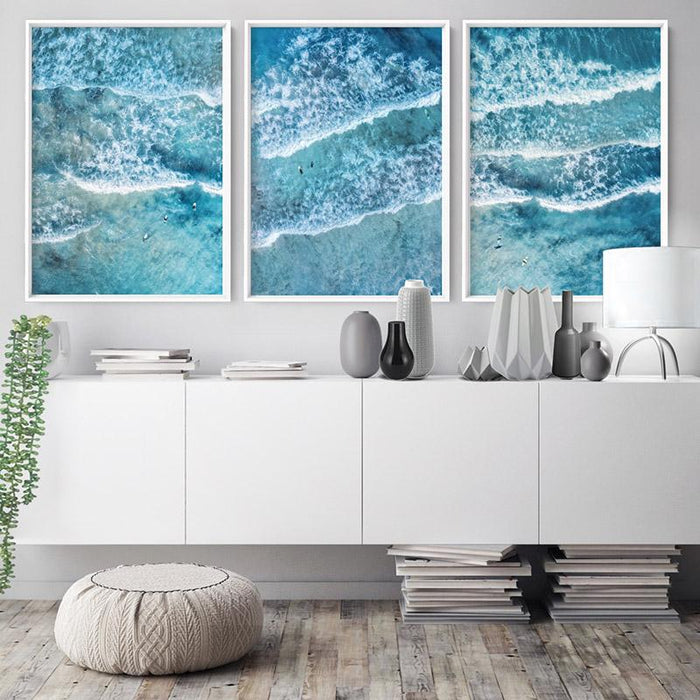 Aerial Ocean Waves & Tiny Surfers I - Art Print, Wall Art, Ozark Home 