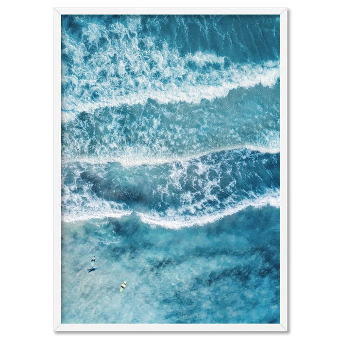 Aerial Ocean Waves & Tiny Surfers II - Art Print, Wall Art, Ozark Home 