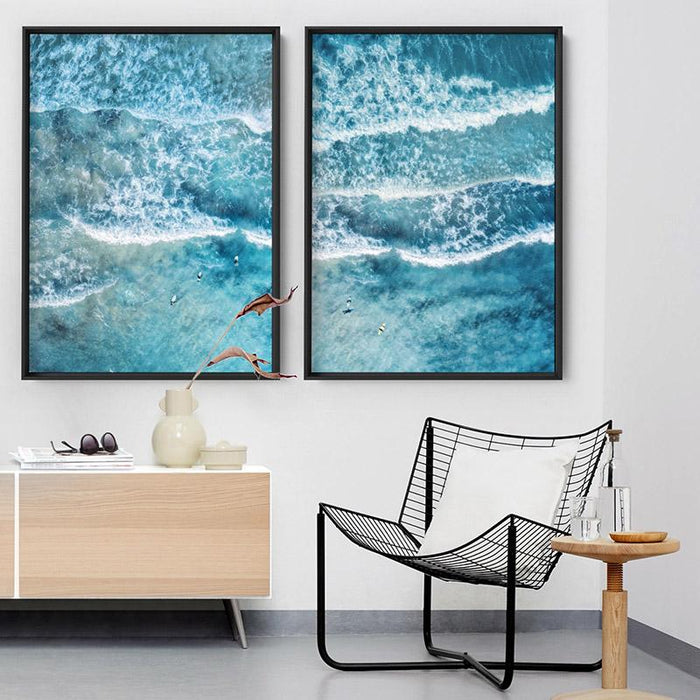 Aerial Ocean Waves & Tiny Surfers II - Art Print, Wall Art, Ozark Home 