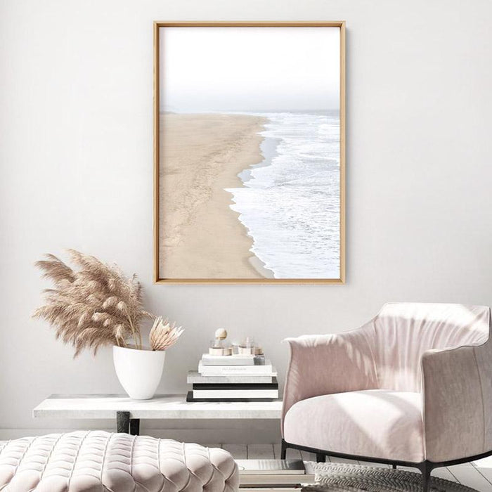 Sandy Beach & Ocean Waves in Pastels - Art Print, Wall Art, Ozark Home 