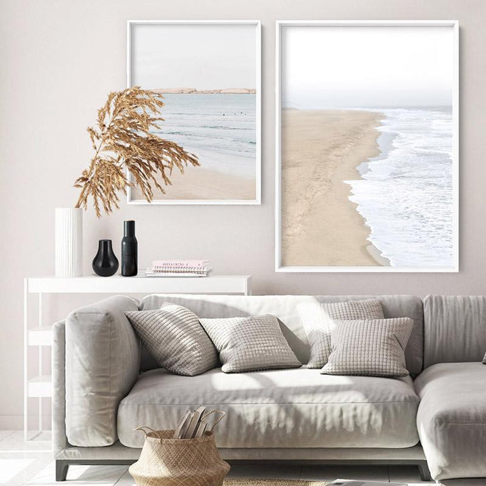 Sandy Beach & Ocean Waves in Pastels - Art Print, Wall Art, Ozark Home 