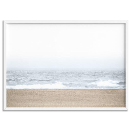 Sandy Beach & Ocean Waves in Pastels, Landscape- Art Print, Wall Art, Ozark Home 