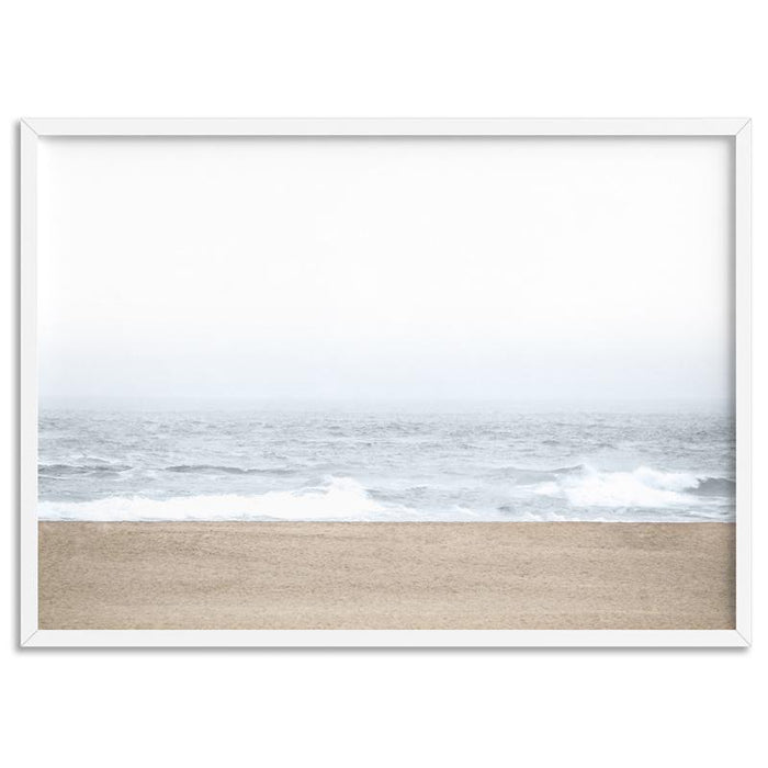 Sandy Beach & Ocean Waves in Pastels, Landscape- Art Print, Wall Art, Ozark Home 