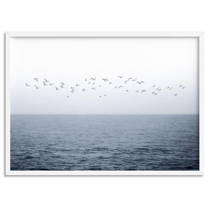 Flock of Birds on Ocean Horizon - Art Print, Wall Art, Ozark Home 