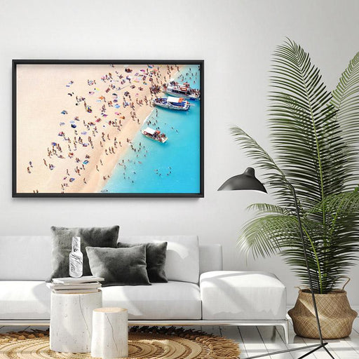 Boats Docking on Crowded Summer Beach - Art Print, Wall Art, Ozark Home 