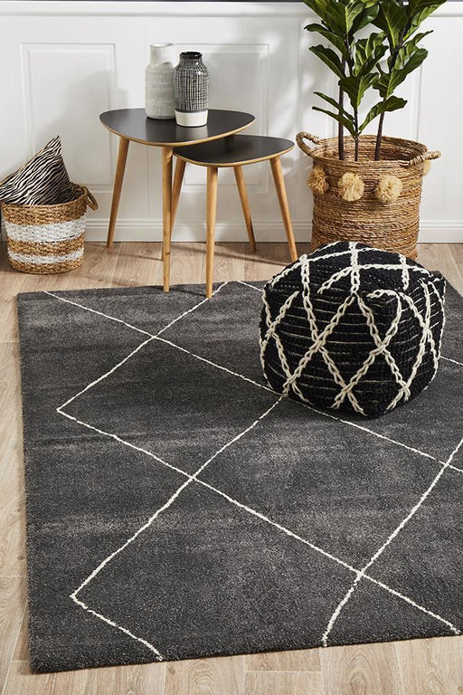 Battice Charcoal Diamond Geometric Contemporary Rug, Rugs, Ozark Home 