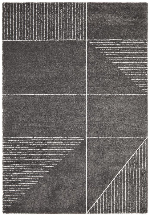 Battice Charcoal Geometric Print Contemporary Rug, Rugs, Ozark Home 