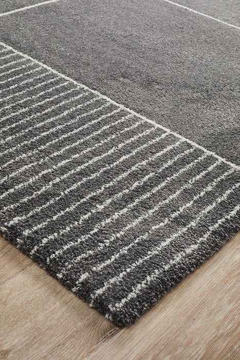 Battice Charcoal Geometric Print Contemporary Rug, Rugs, Ozark Home 