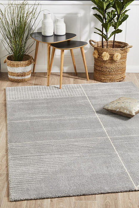 Battice Silver Geometric Print Contemporary Rug, Rugs, Ozark Home 