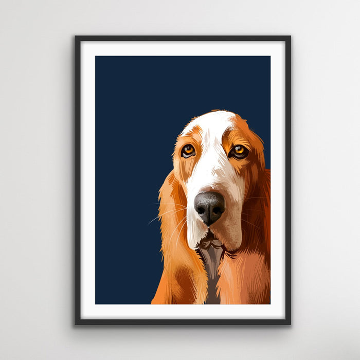 Basset Hound Dog Art Print Stretched Canvas Wall Art