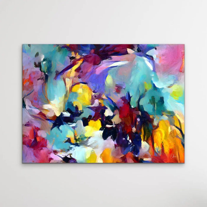 Be Still My Heart - Colourful Floral Abstract Pink Blue Artwork Canvas Print, Wall Art, Ozark Home 