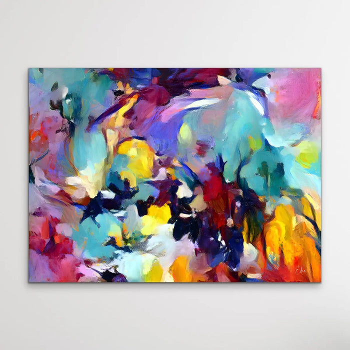 Be Still My Heart - Colourful Floral Abstract Pink Blue Artwork Canvas Print, Wall Art, Ozark Home 