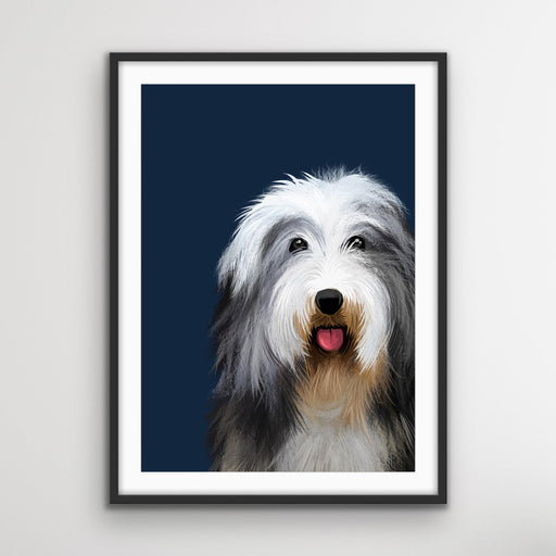 Bearded Collie Dog Art Print Stretched Canvas Wall Art, Wall Art, Ozark Home 