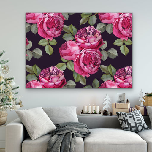 Bloom - Green and Pink Rose Stretched Canvas Print, Wall Art, Ozark Home 