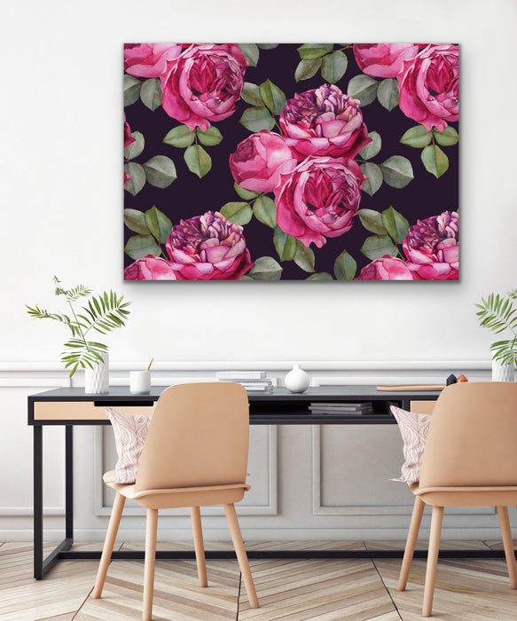 Bloom - Green and Pink Rose Stretched Canvas Print, Wall Art, Ozark Home 