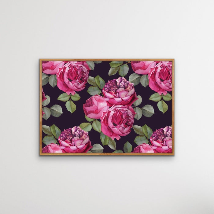 Bloom - Green and Pink Rose Stretched Canvas Print, Wall Art, Ozark Home 