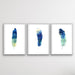 Blue Feather Watercolour Wall Art Prints - Three Piece Art Print Set, Wall Art, Ozark Home 