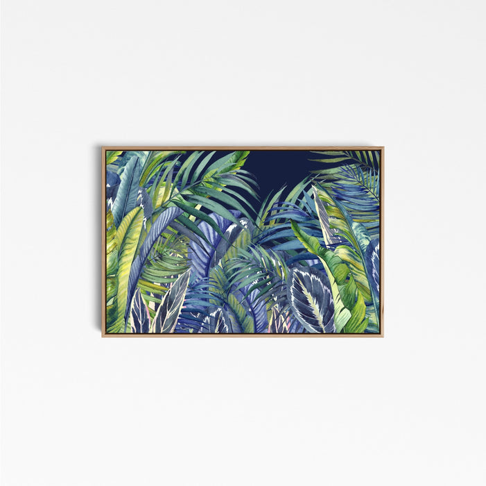 Blue Jungle - Blue and Green Watercolour Jungle Canvas and Art Print