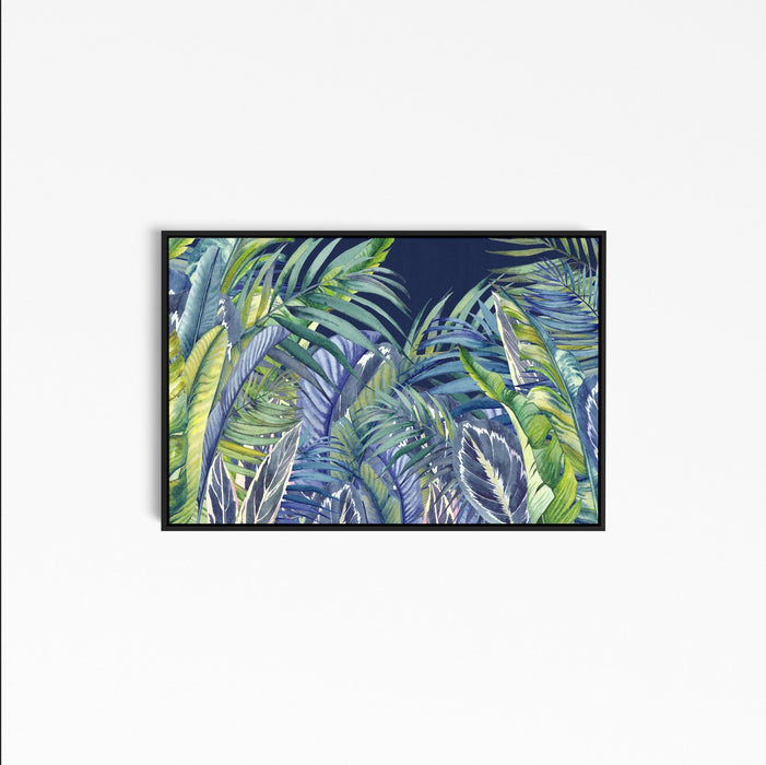 Blue Jungle - Blue and Green Watercolour Jungle Canvas and Art Print