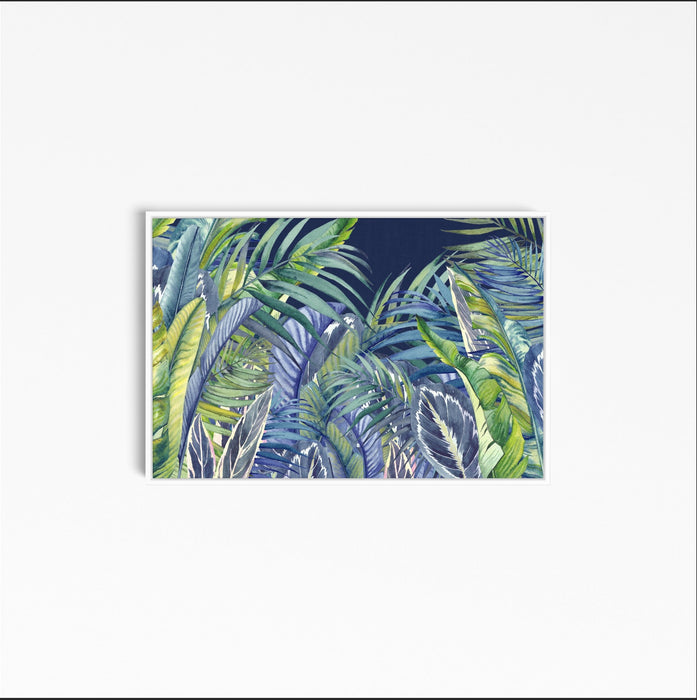 Blue Jungle - Blue and Green Watercolour Jungle Canvas and Art Print