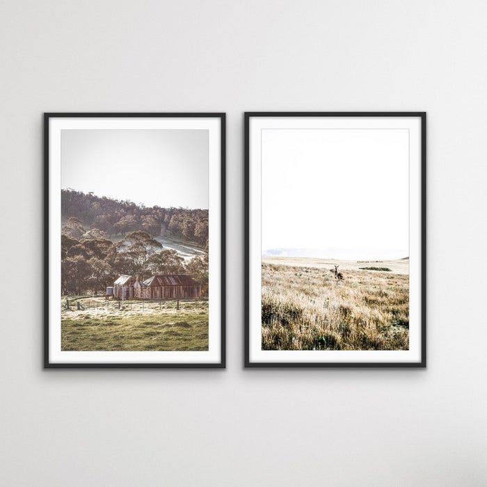 Blue Mountains and Kangaroo Wild - Two Piece Photographic Art Print Set, Wall Art, Ozark Home 