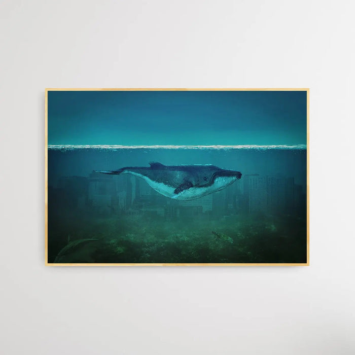 Blue Whale - Whale in the City Art Print, Wall Art, Ozark Home 