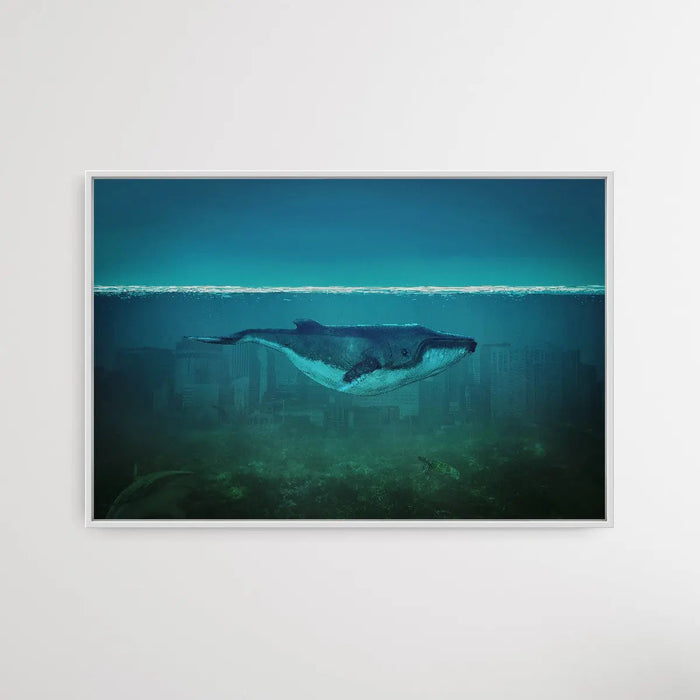 Blue Whale - Whale in the City Art Print, Wall Art, Ozark Home 