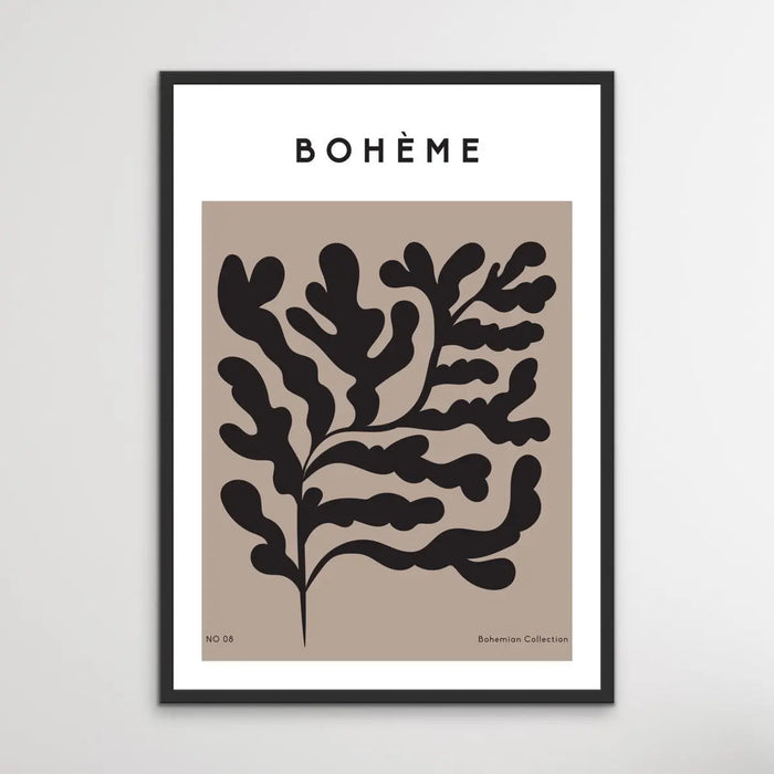 Boheme Number 8 -  Minimalist Black and White Leaves Classic Art Print, Wall Art, Ozark Home 