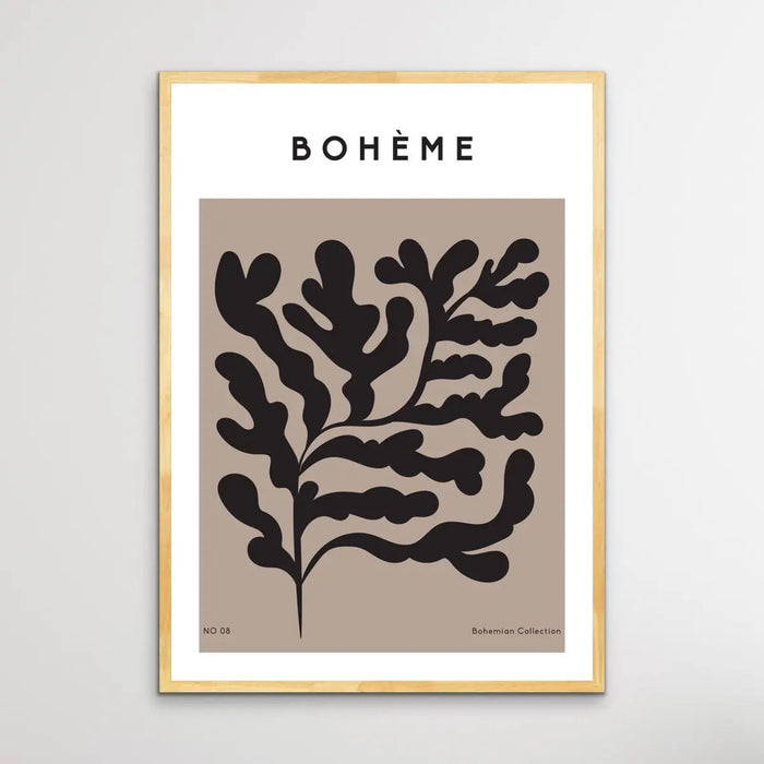 Boheme Number 8 -  Minimalist Black and White Leaves Classic Art Print, Wall Art, Ozark Home 