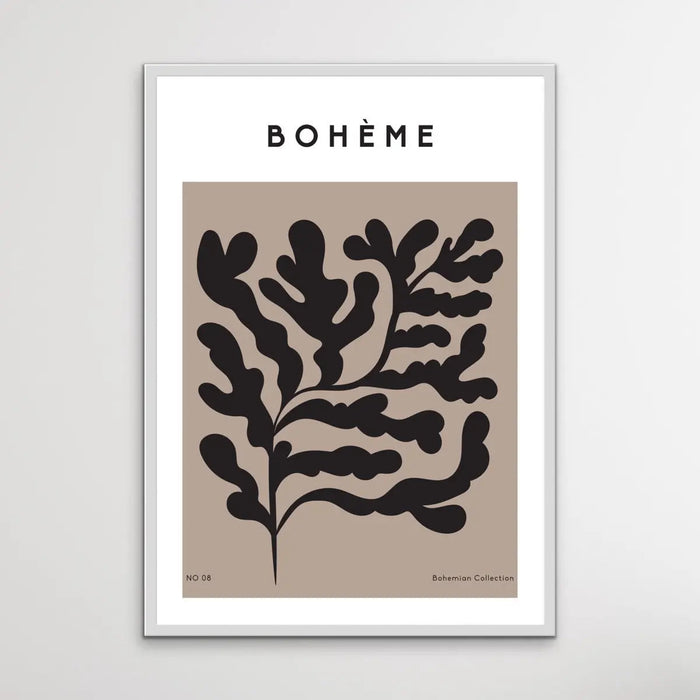 Boheme Number 8 -  Minimalist Black and White Leaves Classic Art Print, Wall Art, Ozark Home 