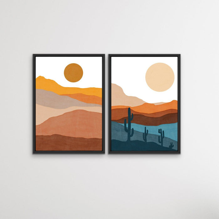 Bohemian Mountains - Two Piece Gouache Boho Style Desert Print Set, Wall Art, Ozark Home 