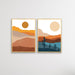 Bohemian Mountains - Two Piece Gouache Boho Style Desert Print Set, Wall Art, Ozark Home 