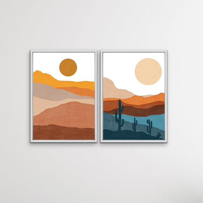 Bohemian Mountains - Two Piece Gouache Boho Style Desert Print Set, Wall Art, Ozark Home 